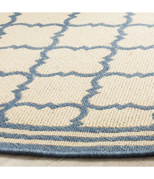 Safavieh Linden  Cream / Blue LND121 6 ft. 7 in. X 6 ft. 7 in. Round Rug