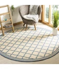 Safavieh Linden  Cream / Blue LND121 6 ft. 7 in. X 6 ft. 7 in. Round Rug