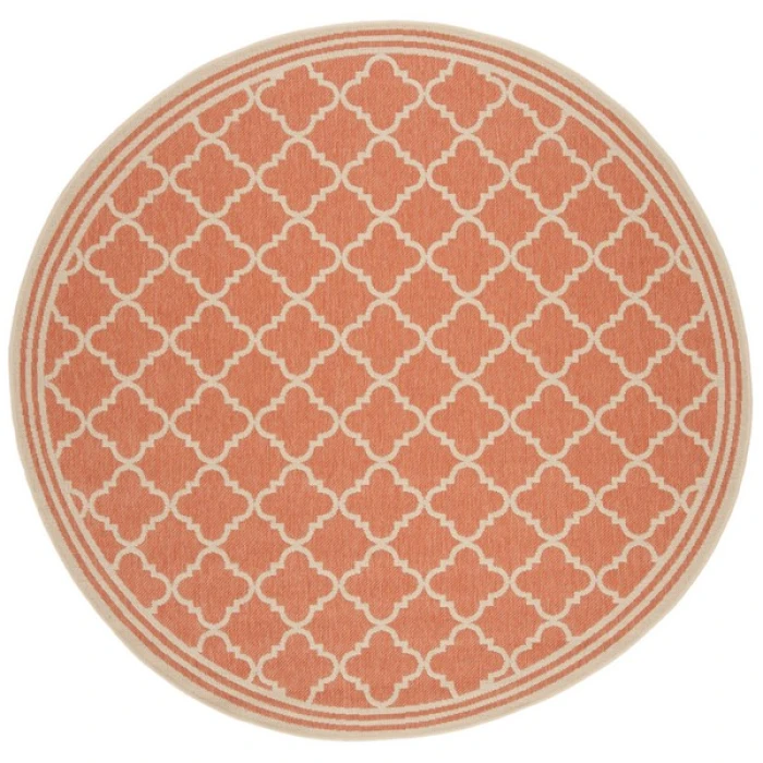 Safavieh Linden  Rust / Creme LND121 6 ft. 7 in. X 6 ft. 7 in. Round Rug