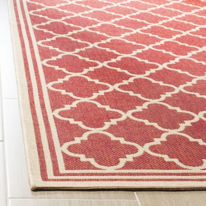 Safavieh Linden  Red / Creme LND121 6 ft. 7 in. X 6 ft. 7 in. Square Rug