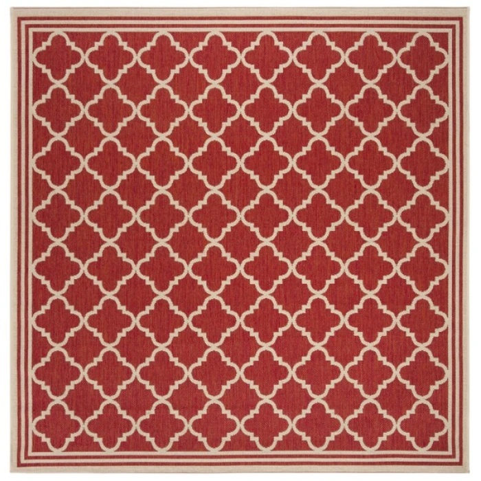 Safavieh Linden  Red / Creme LND121 6 ft. 7 in. X 6 ft. 7 in. Square Rug