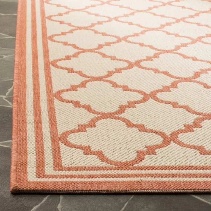Safavieh Linden  Cream / Rust LND121 6 ft. 7 in. X 6 ft. 7 in. Round Rug