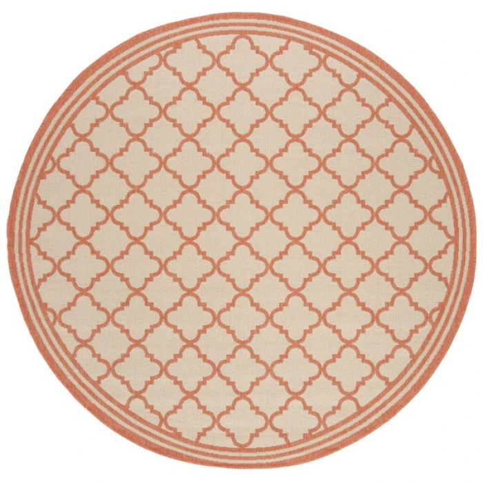 Safavieh Linden  Cream / Rust LND121 6 ft. 7 in. X 6 ft. 7 in. Round Rug
