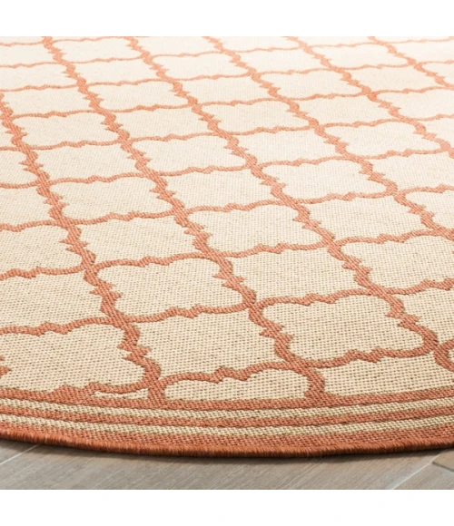 Safavieh Linden  Cream / Rust LND121 6 ft. 7 in. X 6 ft. 7 in. Round Rug