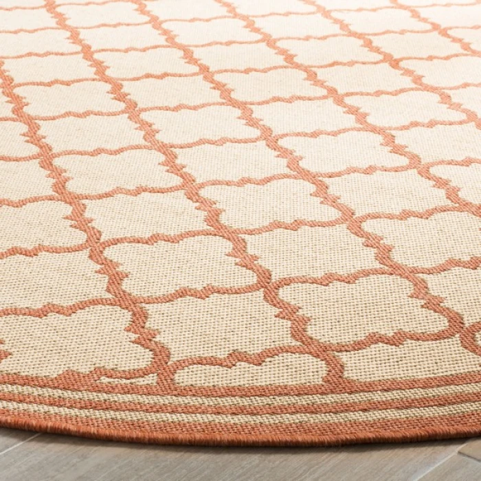 Safavieh Linden  Cream / Rust LND121 6 ft. 7 in. X 6 ft. 7 in. Round Rug