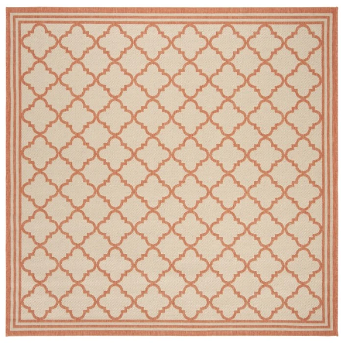 Safavieh Linden  Cream / Rust LND121 6 ft. 7 in. X 6 ft. 7 in. Square Rug
