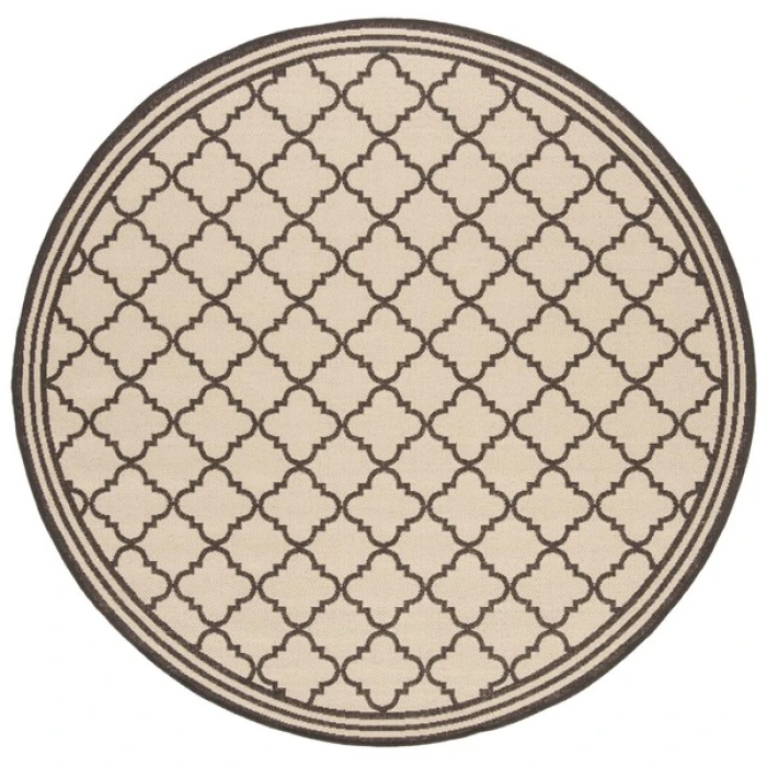Safavieh Linden  Creme / Brown LND121 6 ft. 7 in. X 6 ft. 7 in. Round Rug