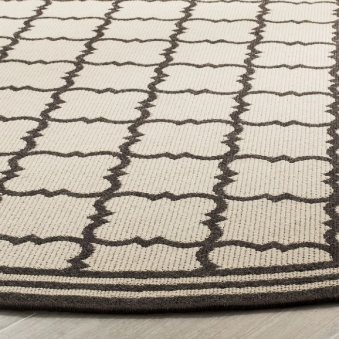 Safavieh Linden  Creme / Brown LND121 6 ft. 7 in. X 6 ft. 7 in. Round Rug