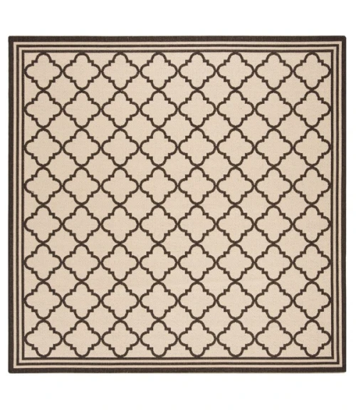 Safavieh Linden  Creme / Brown LND121 6 ft. 7 in. X 6 ft. 7 in. Square Rug