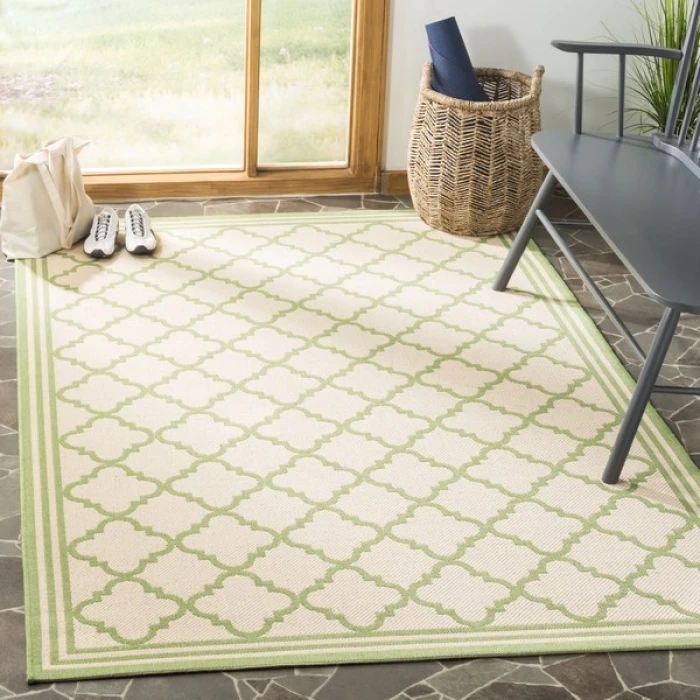 Safavieh Linden  Cream / Olive LND121 6 ft. 7 in. X 6 ft. 7 in. Square Rug