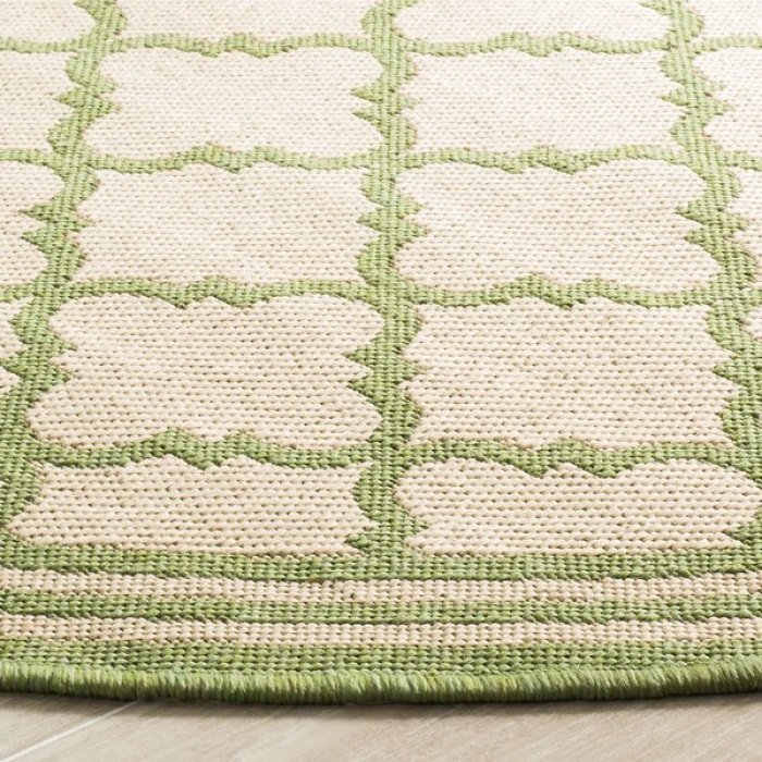 Safavieh Linden  Cream / Olive LND121 6 ft. 7 in. X 6 ft. 7 in. Round Rug