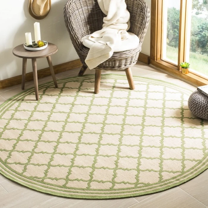 Safavieh Linden  Cream / Olive LND121 6 ft. 7 in. X 6 ft. 7 in. Round Rug
