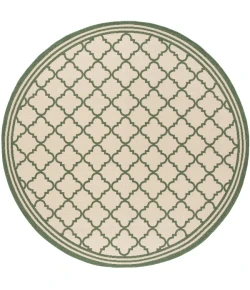 Safavieh Linden  Cream / Green LND121 6 ft. 7 in. X 6 ft. 7 in. Round Rug