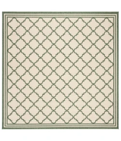 Safavieh Linden  Cream / Green LND121 6 ft. 7 in. X 6 ft. 7 in. Square Rug