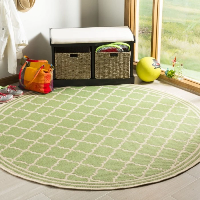 Safavieh Linden  Olive / Cream LND121 6 ft. 7 in. X 6 ft. 7 in. Round Rug