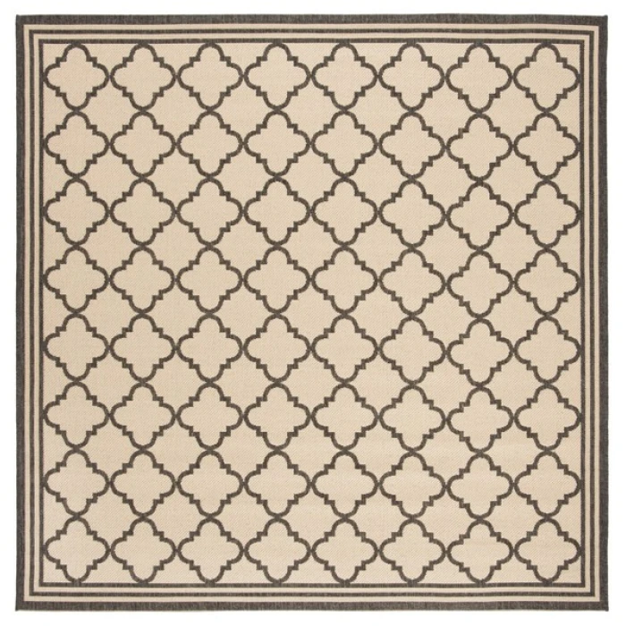 Safavieh Linden  Creme / Black LND121 6 ft. 7 in. X 6 ft. 7 in. Square Rug