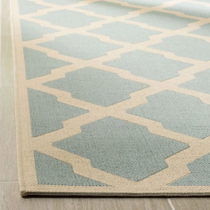 Safavieh Linden  Aqua / Cream LND122 5 ft. 3 in. X 7 ft. 6 in. Rectangle Rug