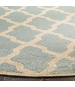 Safavieh Linden  Aqua / Cream LND122 6 ft. 7 in. X 6 ft. 7 in. Round Rug