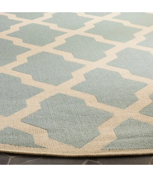 Safavieh Linden  Aqua / Cream LND122 6 ft. 7 in. X 6 ft. 7 in. Round Rug