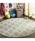 Safavieh Linden  Aqua / Cream LND122 6 ft. 7 in. X 6 ft. 7 in. Round Rug