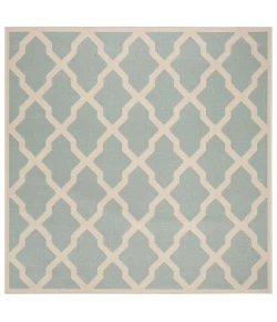 Safavieh Linden  Aqua / Cream LND122 6 ft. 7 in. X 6 ft. 7 in. Square Rug
