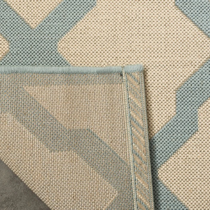 Safavieh Linden  Cream / Aqua LND122 9 ft. X 12 ft. Rectangle Rug