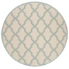 Safavieh Linden  Cream / Aqua LND122 6 ft. 7 in. X 6 ft. 7 in. Round Rug