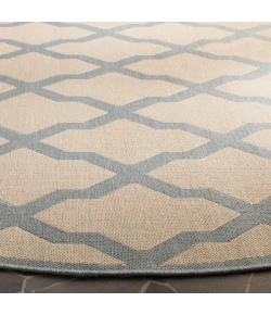 Safavieh Linden  Cream / Aqua LND122 6 ft. 7 in. X 6 ft. 7 in. Round Rug