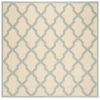 Safavieh Linden  Cream / Aqua LND122 6 ft. 7 in. X 6 ft. 7 in. Square Rug