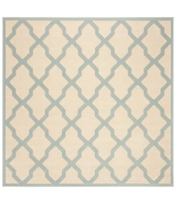 Safavieh Linden  Cream / Aqua LND122 6 ft. 7 in. X 6 ft. 7 in. Square Rug