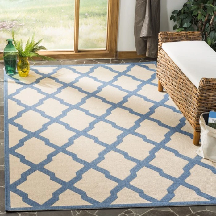 Safavieh Linden  Cream / Blue LND122 9 ft. X 12 ft. Rectangle Rug