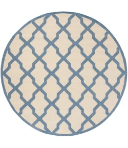Safavieh Linden  Cream / Blue LND122 6 ft. 7 in. X 6 ft. 7 in. Round Rug