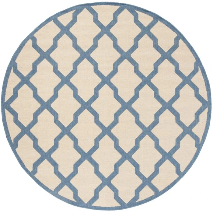 Safavieh Linden  Cream / Blue LND122 6 ft. 7 in. X 6 ft. 7 in. Round Rug
