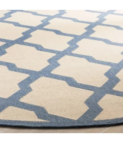 Safavieh Linden  Cream / Blue LND122 6 ft. 7 in. X 6 ft. 7 in. Round Rug
