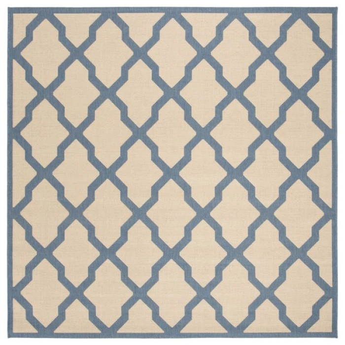 Safavieh Linden  Cream / Blue LND122 6 ft. 7 in. X 6 ft. 7 in. Square Rug