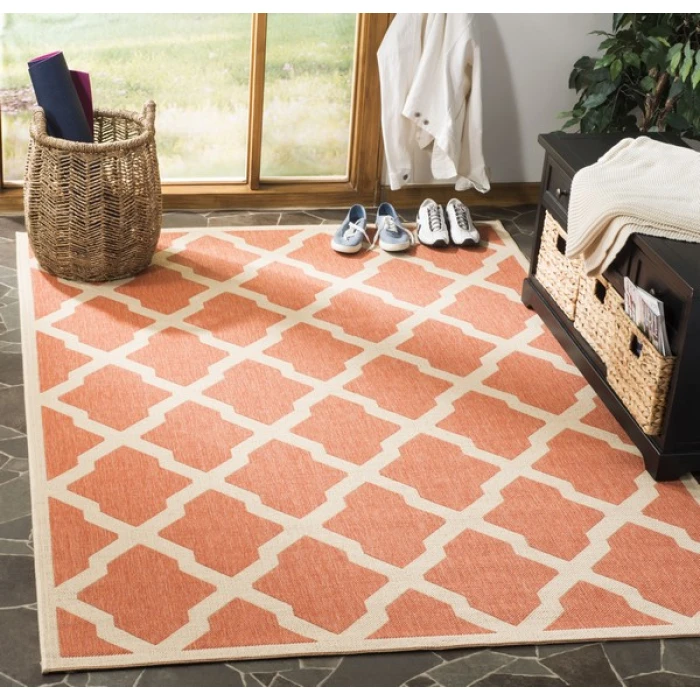 Safavieh Linden  Rust / Creme LND122 4 ft. X 6 ft. Rectangle Rug