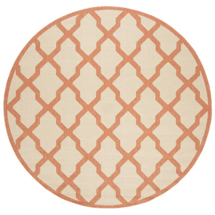 Safavieh Linden  Creme / Brown LND122 6 ft. 7 in. X 6 ft. 7 in. Round Rug