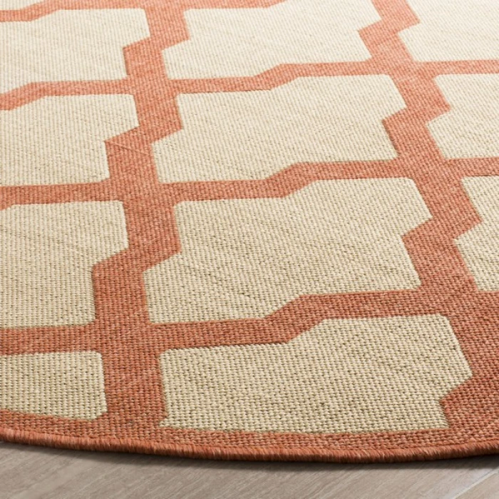 Safavieh Linden  Creme / Brown LND122 6 ft. 7 in. X 6 ft. 7 in. Round Rug