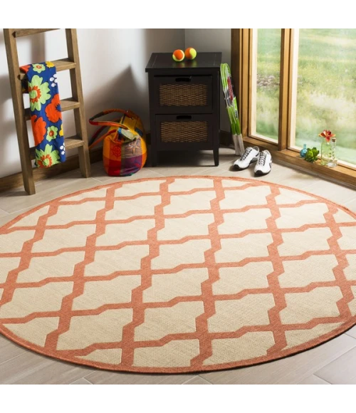 Safavieh Linden  Creme / Brown LND122 6 ft. 7 in. X 6 ft. 7 in. Round Rug