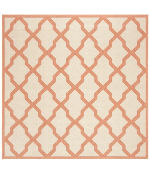 Safavieh Linden  Cream / Rust LND122 6 ft. 7 in. X 6 ft. 7 in. Square Rug