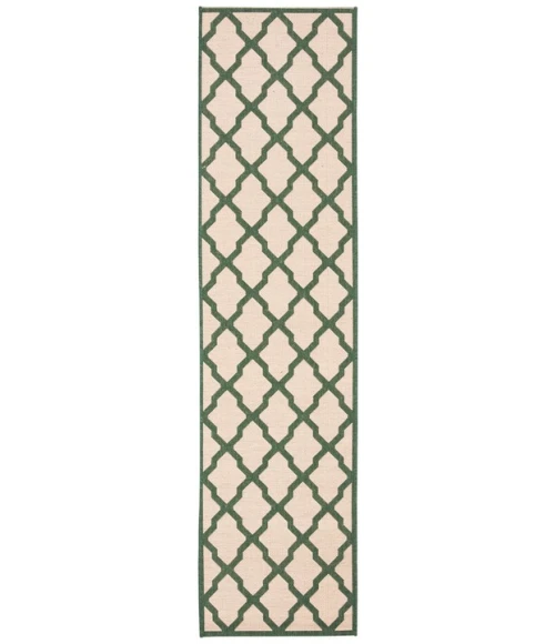 Safavieh Linden  Cream / Green LND122 2 ft. 2 in. X 8 ft. Runner Rug