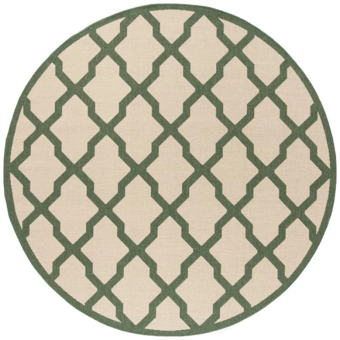 Safavieh Linden  Cream / Green LND122 6 ft. 7 in. X 6 ft. 7 in. Square Rug