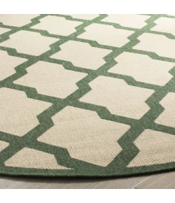 Safavieh Linden  Cream / Green LND122 6 ft. 7 in. X 6 ft. 7 in. Round Rug