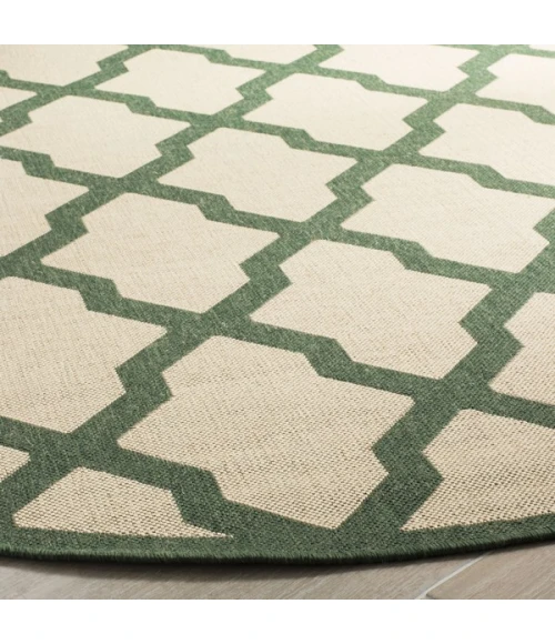 Safavieh Linden  Cream / Green LND122 6 ft. 7 in. X 6 ft. 7 in. Round Rug