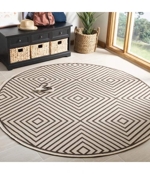 Safavieh Linden  Natural / Brown LND123 6 ft. 7 in. X 6 ft. 7 in. Round Rug