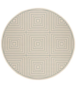 Safavieh Linden  Cream / Aqua LND123 6 ft. 7 in. X 6 ft. 7 in. Round Rug