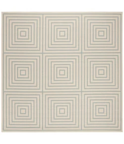 Safavieh Linden  Cream / Aqua LND123 6 ft. 7 in. X 6 ft. 7 in. Square Rug
