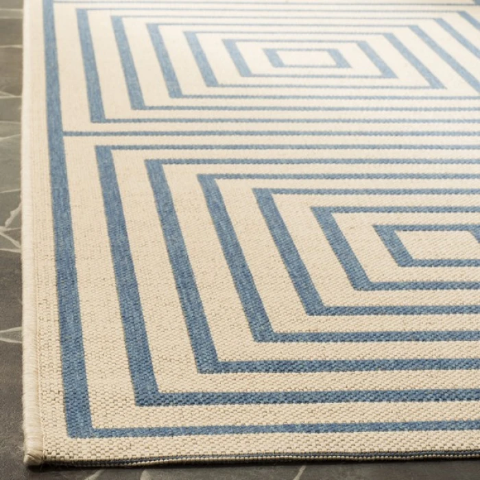Safavieh Linden  Cream / Blue LND123 6 ft. 7 in. X 6 ft. 7 in. Square Rug
