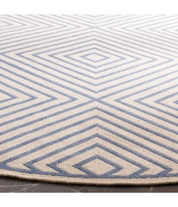 Safavieh Linden  Cream / Blue LND123 6 ft. 7 in. X 6 ft. 7 in. Round Rug