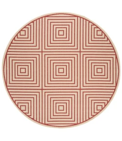 Safavieh Linden  Red / Creme LND123 6 ft. 7 in. X 6 ft. 7 in. Round Rug